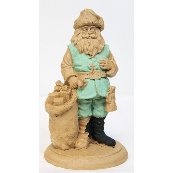 VTG 1990 Wood Look Carved Irish Santa Claus Figurine Art Craft Holiday - Picture 1 of 10